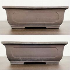 【常滑焼 山晃造】長方盆栽鉢/約47cm/大型/鉢/銘有/松柏/真柏/杜松/五葉松/作家鉢/陶器製/盆栽道具/古鉢/盆器/E0EX0104の画像