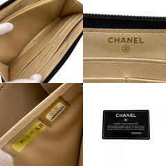 シャネル CHANEL 長財布 カメリア ラウンドジップ ブラックの画像