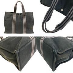 エルメス HERMES トートバッグ ストライプ フールトゥ トートGM ブラックの画像