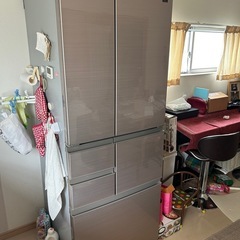 破額！格安！！美品✨ シャープ 冷蔵庫 幅65.0cm 457L ピラーレスフレンチドア SJ-MF46M-H ラスティックダークメタル メガフリーザー 奥行薄型の画像
