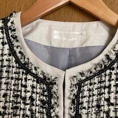 14.白黒ツイードジャケット　Sサイズの画像