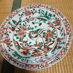 たち吉 大皿 赤絵花取 箱付 直径約31.5cmの画像