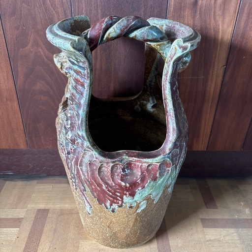 信楽焼き　取手付き花入れ・壺・花瓶