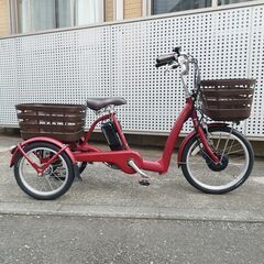 【新品同様】BRIDGESTONE ブリヂストン 電動アシスト三輪自転車 RAKUTTO Wagon RW0B42 フロンティア ラクットワゴン T.Xルビーレッド B400バッテリー 14.3Ah相当 3段変速 ブリジストンの画像