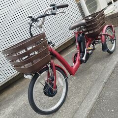 【新品同様】BRIDGESTONE ブリヂストン 電動アシスト三輪自転車 RAKUTTO Wagon RW0B42 フロンティア ラクットワゴン T.Xルビーレッド B400バッテリー 14.3Ah相当 3段変速 ブリジストンの画像