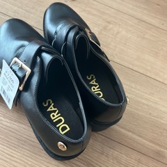 【新品・未使用】DUBLE LOOP 黒 厚底 ローファー Mサイズ バックルの画像