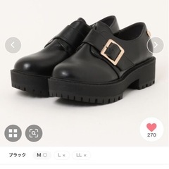 【新品・未使用】DUBLE LOOP 黒 厚底 ローファー Mサイズ バックルの画像