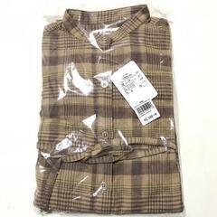 新品　未開封　未愛用　定価2750円　GLOBALWORK バンドカラー　チェックワンピース　グローバルワーク  コットン　綿 女の子  ワンピ  ワンピース  羽織  ベージュ  ブラウンキッズ  90 95 100 シャツワンピース  シャツワンピ  シャツ　100の画像
