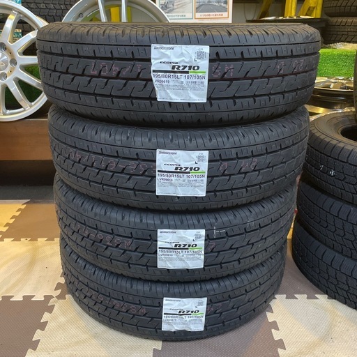 ハイエース　キャラバン　ブリヂストン　エコピアＲ７１０１９５／８０Ｒ１５　１０７／１０５Ｎ　４本セット　作業料金　廃タイヤ込み