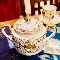 お値下げ　里帰り品　滝藤(タキトー) 100年前アンティーク　デミダスコーヒー茶器セット　手描き　金彩の画像