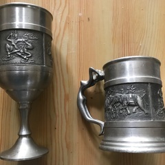 【中古】金属製グラスセット　タイ旅行土産の画像