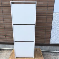 OJM0005K) IKEAシューズボックス/靴箱＜幅：約49cm 高さ：約135cm 奥行：約28cm＞中古品【取りに来られる方限定】の画像