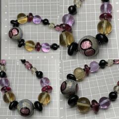 P443　ANTICA MURRINA VENEZIANA アンティカムリーナ  ベネチアガラス ネックレス ペンダント ブラックピンク系ベネチアンガラス COLLANA BLOOM 2 GIROCOLLOの画像