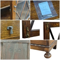 ◯Lloyd's Antiques ロイズアンティーク ブックケース シェルフ 飾り棚 本棚 書棚 収納家具 ガラス戸 英国 イギリス オーク ジモティ姫路の画像