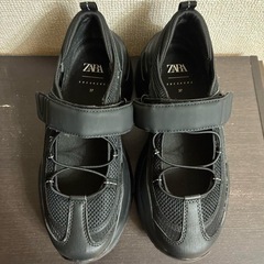 ZARA SNEAKERS バレエフラットスニーカー 37 厚底の画像