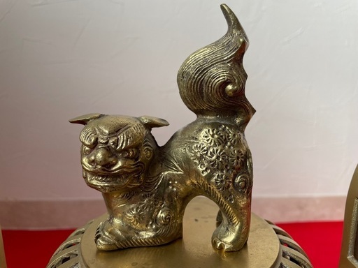 【寺院用】特大香炉　（灰付き）獅子掛中口　机上　寺院仏具
