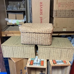 【Y920】収納ケース　カゴ　籠 バスケット　蓋付 収納ボックス 無印　IKEAの画像