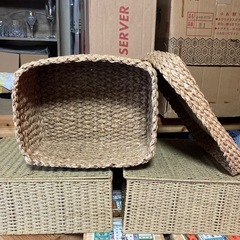 【Y920】収納ケース　カゴ　籠 バスケット　蓋付 収納ボックス 無印　IKEAの画像