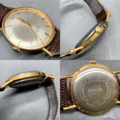 P433　可動 ENICAR エニカ ウルトラソニック ラウンド メンズ 腕時計 手巻き ENICAR 中古　ヴィンテージの画像