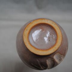 [1586]萩焼？竹模様　ピンク　陶器　花瓶 　一輪挿し　約20cmの画像