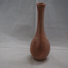 [1586]萩焼？竹模様　ピンク　陶器　花瓶 　一輪挿し　約20cmの画像