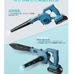 お値下げ！洗車 ブロワー 強力 PSE認定 2000mAhバッテリ一2個 落ち葉掃除の画像