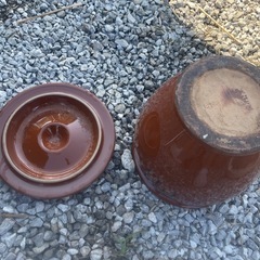 久松窯 5号漬物 丸壺 陶器 常滑焼 容器 梅干し 漬物 昭和レトロ かめ　蓋付の画像