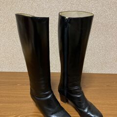 【中古/長期保管品】■Pine■レディース■本革製ロングブーツ■ブラック■日本製■23.0■の画像