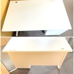 お買い得！ニトリ 片袖デスク 事務机 MDB127 ホワイト 幅約120×奥行約70×高さ約70cm 引き出し 収納 配線口 シンプル パソコンデスク オフィス家具 ② Sの画像