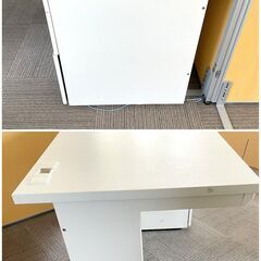 お買い得！ニトリ 片袖デスク 事務机 MDB127 ホワイト 幅約120×奥行約70×高さ約70cm 引き出し 収納 配線口 シンプル パソコンデスク オフィス家具 ② Sの画像