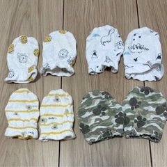 🍼 ベビー帽子・ミトン・腹巻きセット（7〜8割新）の画像