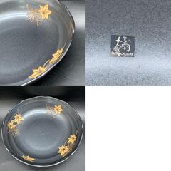 P397　未使用保管品 たち吉 橘吉 菓子皿 中皿 大皿 紅葉 もみじ 黒 食器　和食器　の画像