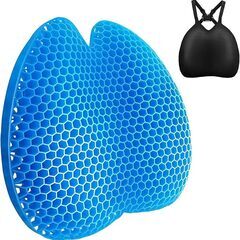 腰クッション チチロバ(TITIROBA) 背もたれ 通気性 クッション ランバーサポート ゲルクッション 腰枕 背中 腰 椅子 車 運転用 オフィス ゴムバンド付き 高さ調節可能 洗える カバー付き YDD-01 ブルー 40×38×9cm　まとめ買い歓迎　卸ます　アマゾン引き上げ商品　倒産品　ネット商材　卸ます　転売　アマゾン引き上げ商品　卸し　問屋　倒産品　転売OK　ネット商材　アマゾン　商品　景品　コンペの画像