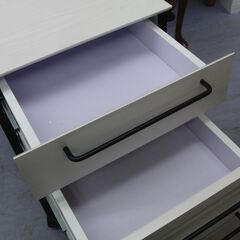 ニトリ デスクワゴン 幅40×奥行57.5×高さ59.5cm 袖机 キャスター付き 白×黒 サーヤ 札幌 手稲の画像