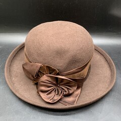O307　MAGERY イタリア製 最高級　帽子　秋冬フェルト帽　ウールハット　LANA WOOL  ブラウン　茶　レディースハットの画像