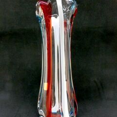 昭和レトロ■花瓶 フラワーベース 花器 37cm インテリア 置物 花生 クラタ クラフトガラス 手づくり 札幌 西区 西野店の画像