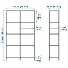 IKEA イケア VITTSJÖ ヴィットショー シェルフユニットブラックブラウン/ガラス 100x175 cmの画像