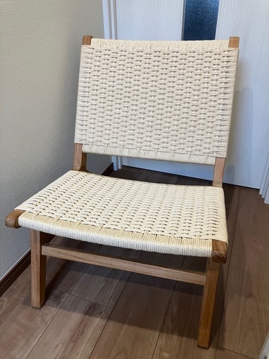 引き取り限定東京 ラタンチェア KAGLAB ペーパーコード×チーク材 2脚