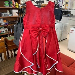 美原店 子供用 女の子 ドレス 150㎝ 赤 コンクール 発表会 お誕生会　カチューシャ付きの画像