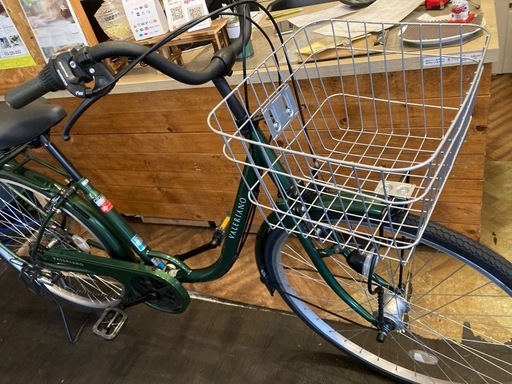 【後輪タイヤ・後輪チューブ新品！】 LEDオートライト　6段変速　26インチ自転車　モスグリーン