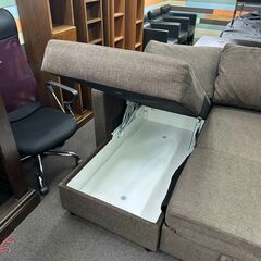 店頭引き渡し 中古 ニトリ カウチソファ ノワール Ｌ字ソファ ソファベッド 収納付き 家具の画像