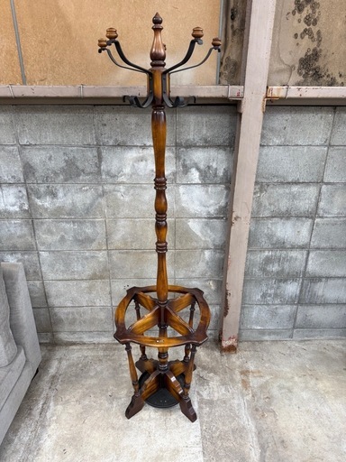 レトロ　傘立て付きコートハンガー　ポールハンガー　帽子掛け 傘立て付きポールスタンド ポールスタンド 傘立て付 ポール