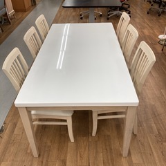 ジモティー限定価格！S775 ⭐ 関家具 ダイニング7点セット SPADEⅡ 天板ハイグロス 幅180cm USED 綺麗の画像