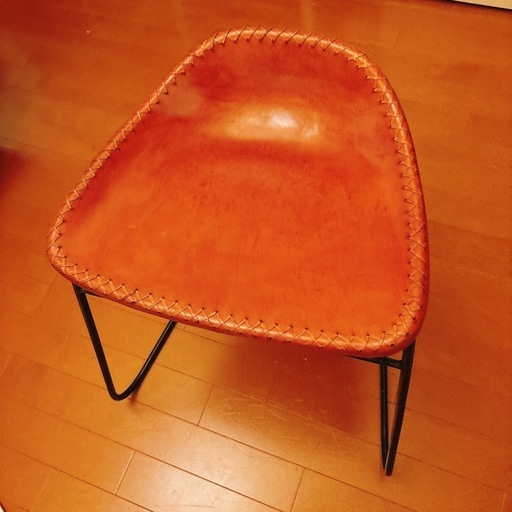 【美品です】本革とアイアンのスツール