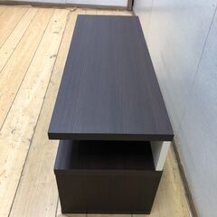 ダークブラウン 木目調 ローボード テレビ台 収納棚 シンプル 北欧風 モダン 省スペース インテリア 家具 リビング　【糸島市内 送料無料】88270-3-003の画像