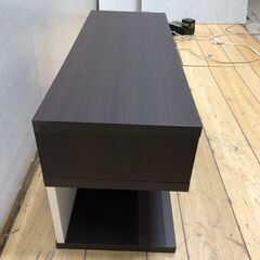 ダークブラウン 木目調 ローボード テレビ台 収納棚 シンプル 北欧風 モダン 省スペース インテリア 家具 リビング　【糸島市内 送料無料】88270-3-003の画像