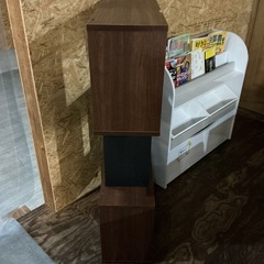 木製オープンシェルフ🌼収納ラック3段家具インテリアオープンラックジグザグラック木目調棚板おしゃれ🌷幅59.8cm奥行き23.6cm高さ107.4cm茶色黒の画像