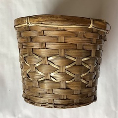 【美品】フラワーアレンジメント　カゴ　花器　ビニール付き　ゴミ箱　雑貨入れ　籠　ダークブラウン　焦茶　軽量　大の画像