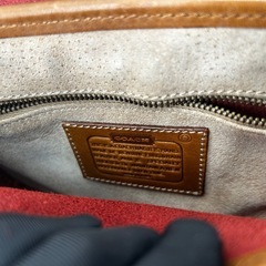 COACH オールドコーチ 本革 USA製 レッド×キャメル ヴィンテージレザーの画像