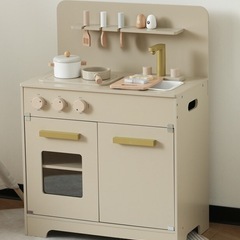 【美品】おままごとキッチン　グレーピンク